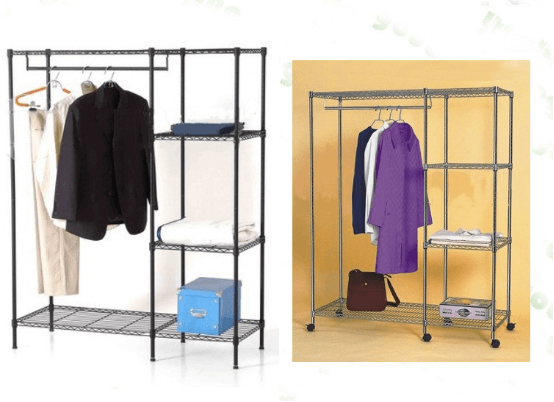 Heavy duty NSF 4 tier chrome wire clothing shelf rack with wheels