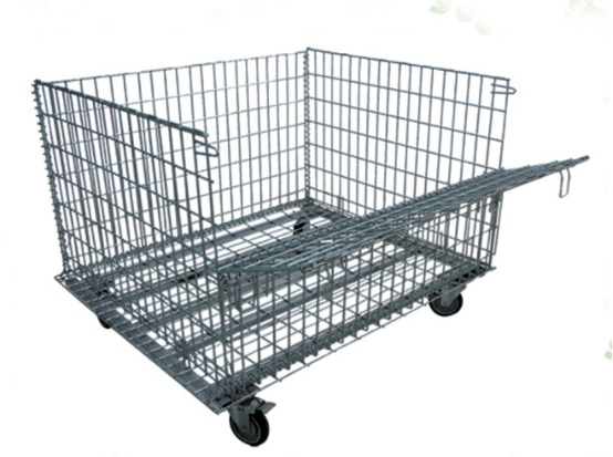 Heavy duty galvanize foldable warehouse wire mesh storage cage with wheels