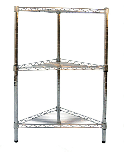 Light duty NSF 3 layer chrome corner wire metal shelf rack 