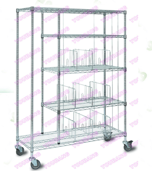 light duty silver color Powder coating 5 tier wire display rack