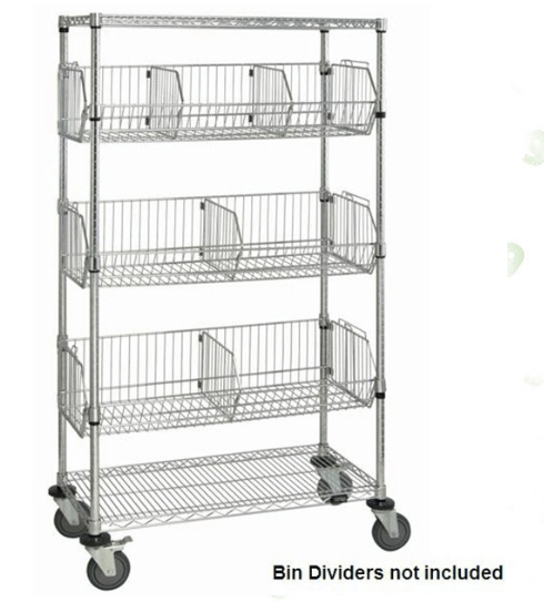 Heavy duty NSF 5 tier chrome wire basket shelving rack with wheels