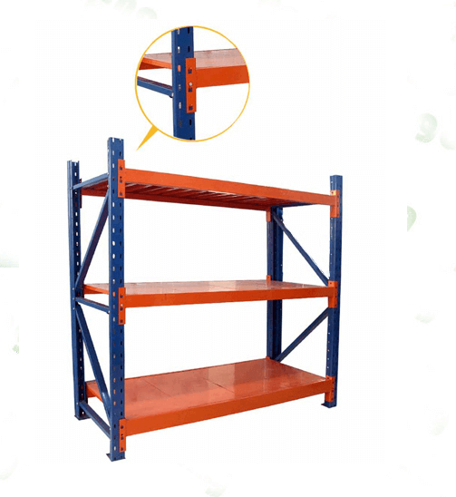 3 layer medium duty long span steel warehouse racking with plate